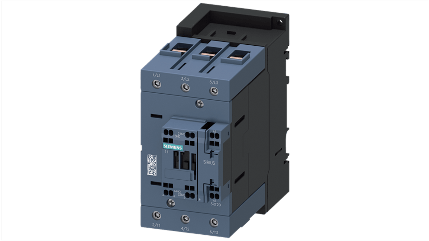 Siemens SIRIUS 3RT2 Contactor, 110 V dc Coil, 3-Pole, 130 A, 55 kW, 1NO + 1NC, 1 kV