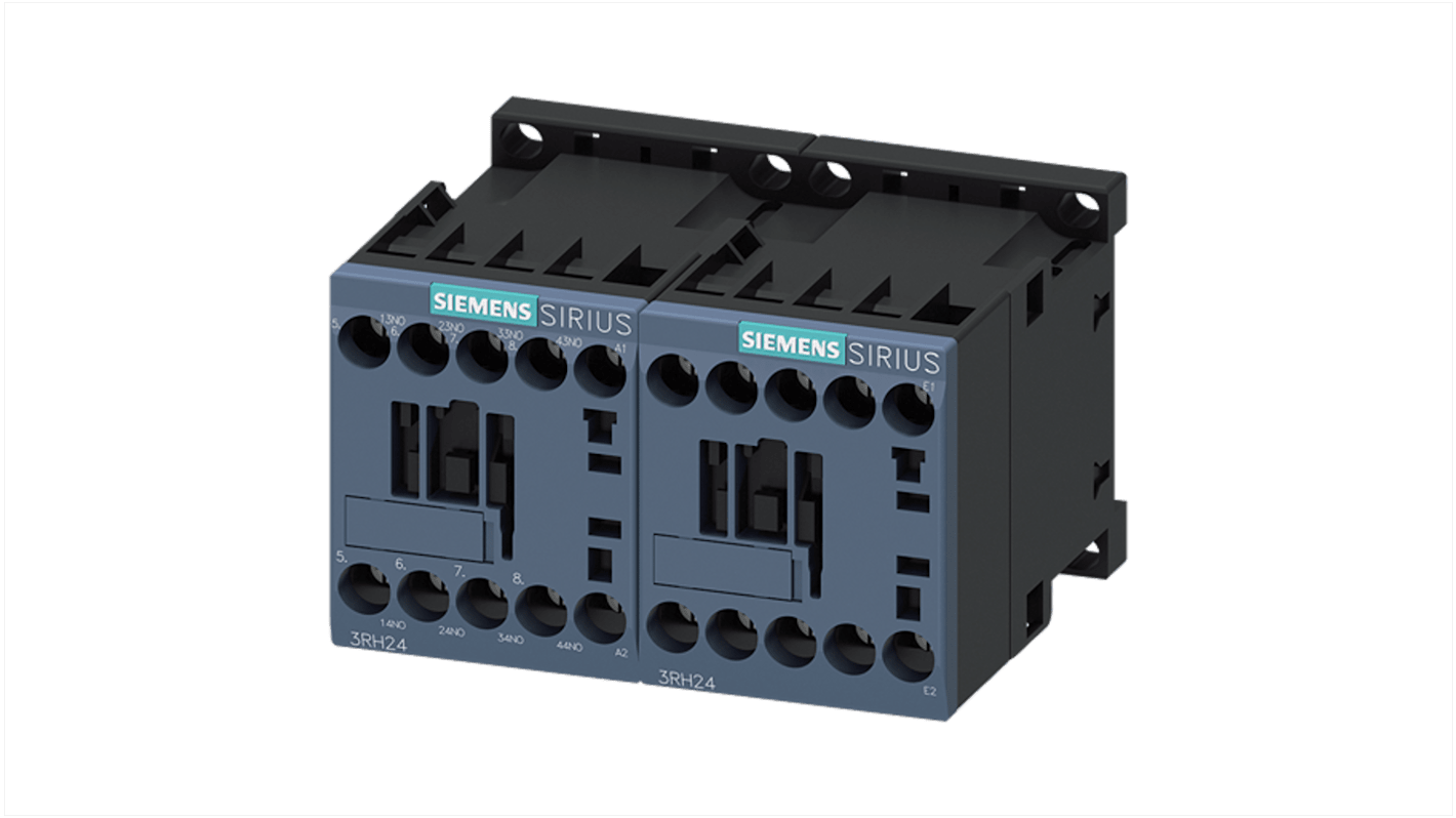 Siemens 3RH2 Contactor Relay 4 NO, 10 A Contact Rating, 24 V ac, SIRIUS