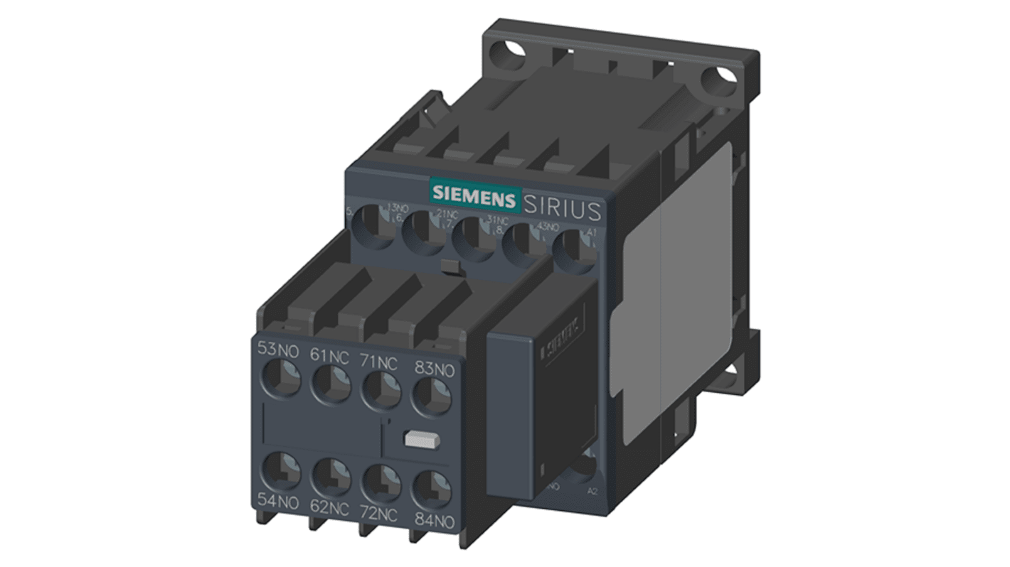 Siemens 3RH2 Contactor Relay 4NC + 4NO, 10 A Contact Rating, 120 V ac, SIRIUS