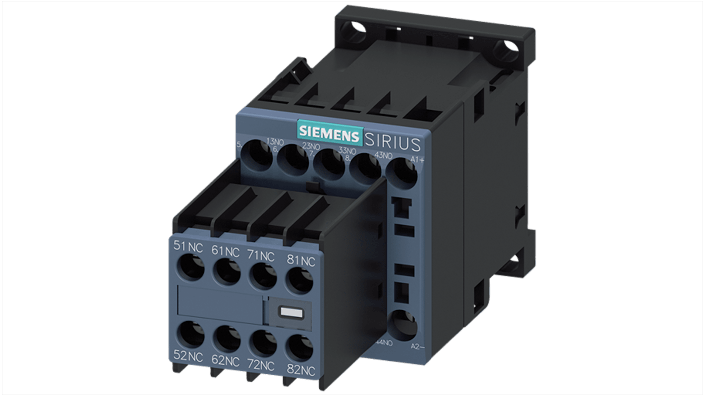 Siemens 3RH2 Contactor Relay 4NC + 4NO, 10 A Contact Rating, 125 V dc, SIRIUS