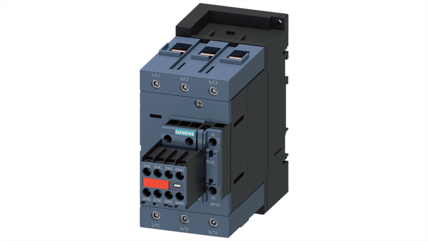 Siemens SIRIUS 3RT2 Contactor, 120 V Coil, 3-Pole, 130 A, 55 kW, NO/NC, 1 kV