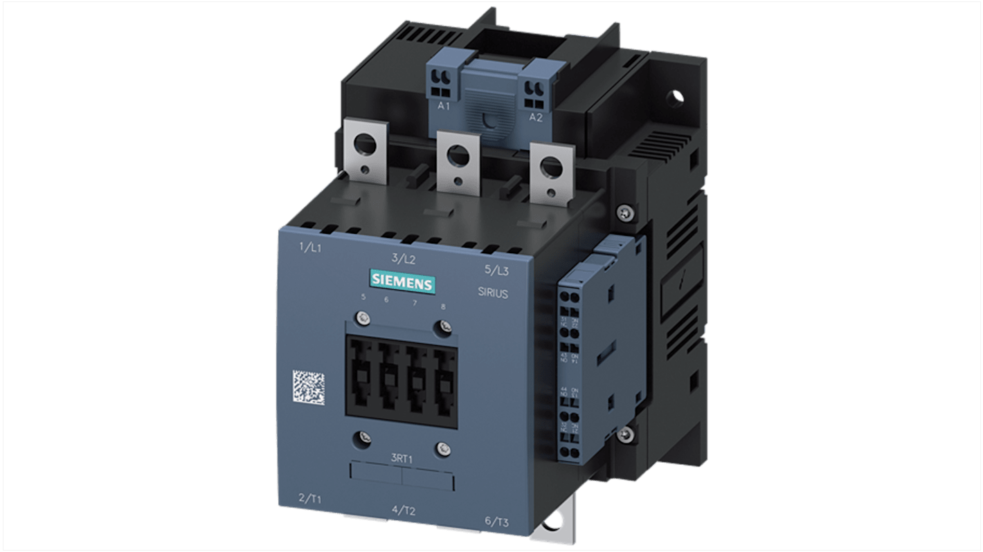 Siemens SIRIUS 3RT1 Contactor, 48 V Coil, 3-Pole, 140 A, 55 kW, 2NO/2NC, 500 V