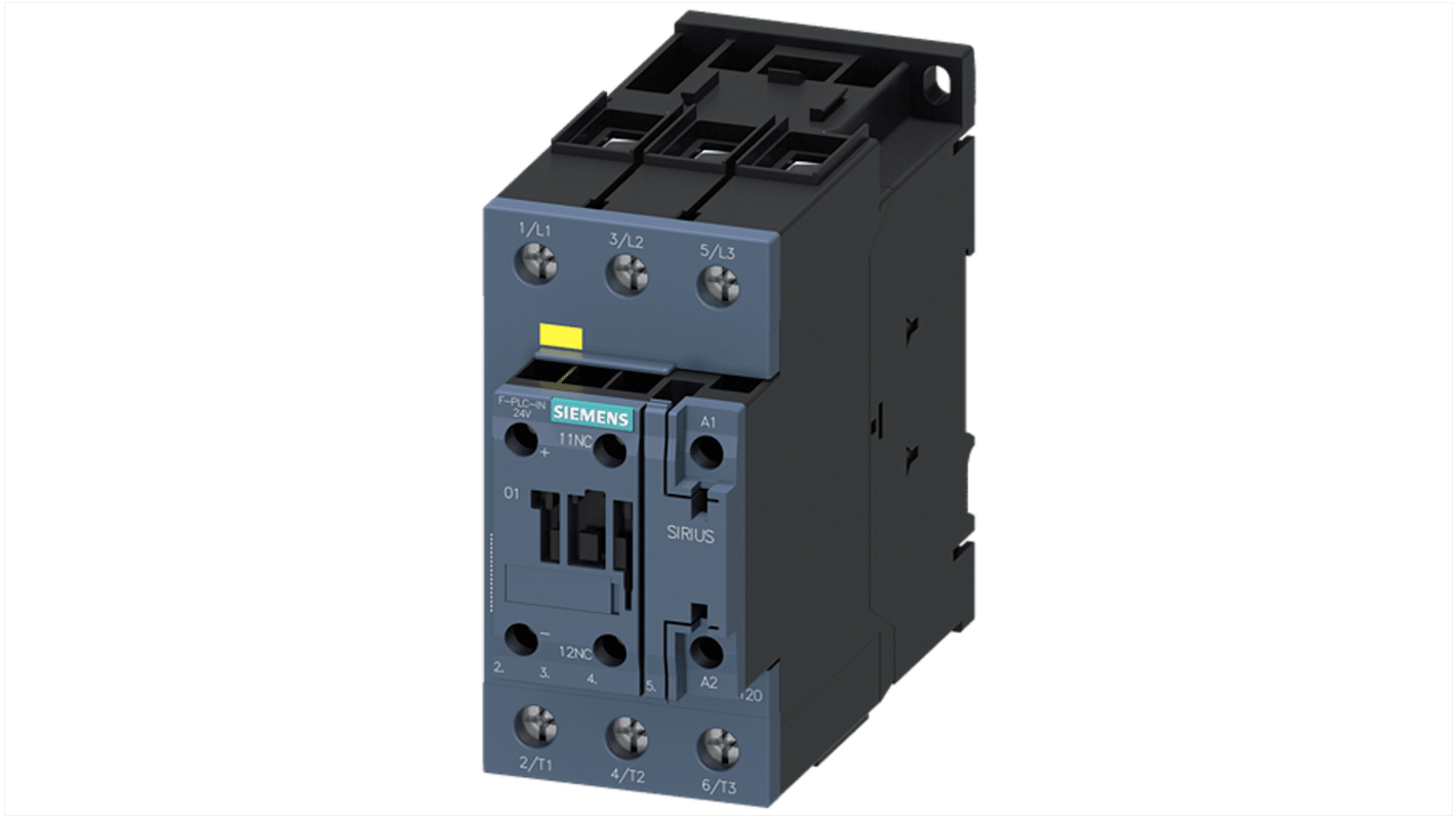 Stycznik 150 V Siemens styki: 3 37 kW (szeregowy), 75 kW (wewnętrzny trójkąt) 65 A 1NC 3RT2037-1SF30