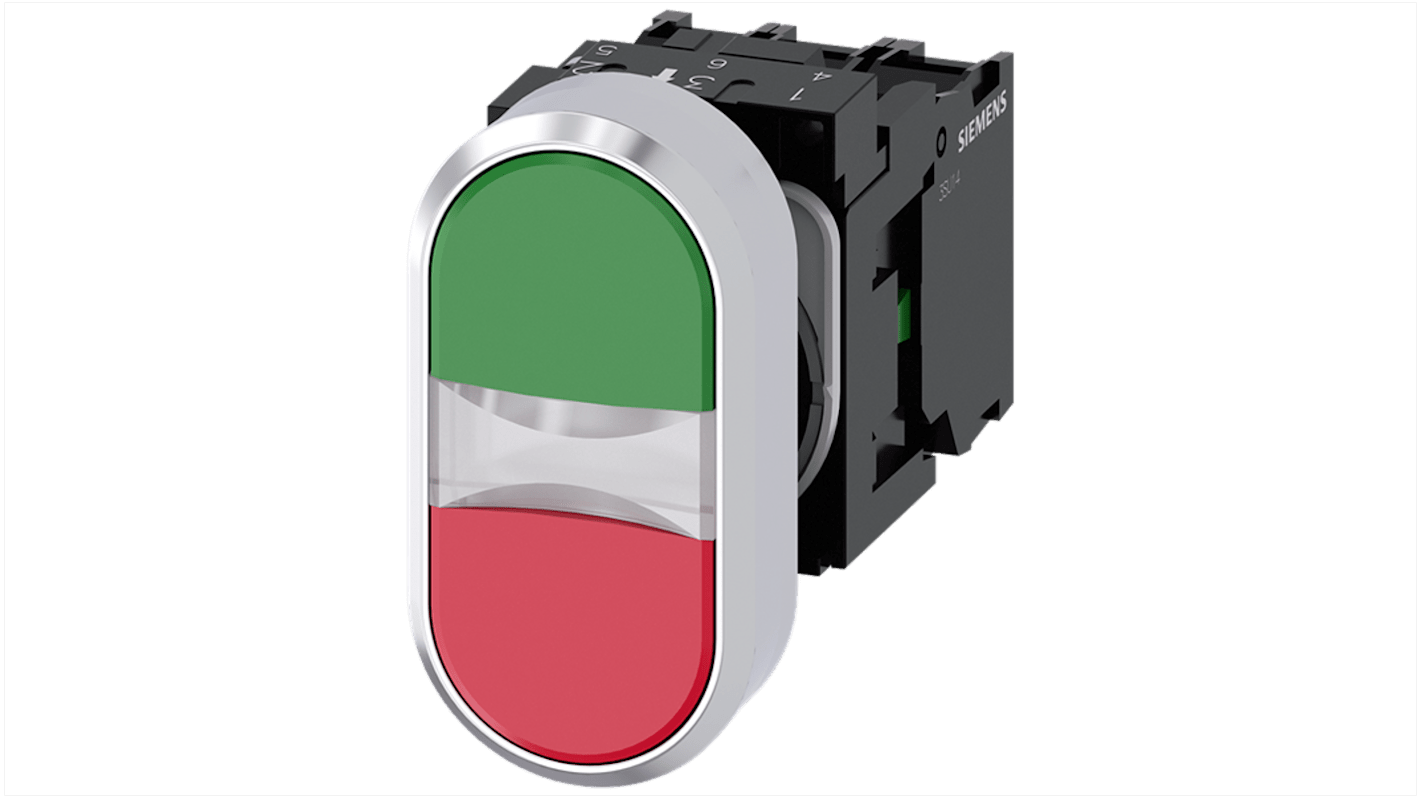 Siemens プッシュボタン, モーメンタリ, 29.45mm フロント, IP66, IP67, IP69(IP69K)