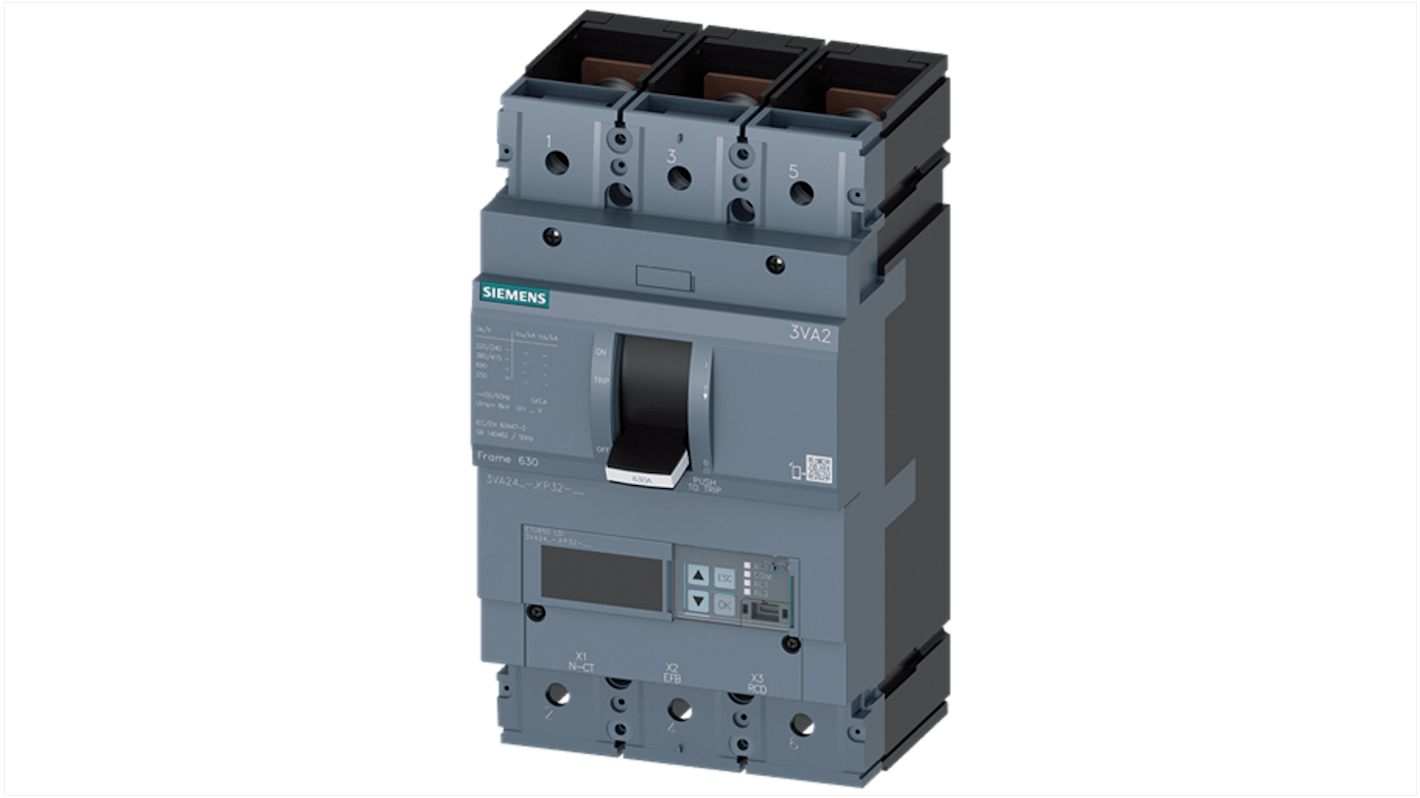 Siemens SENTRON Electronic Circuit Breaker 630A 3VA, 3 channels