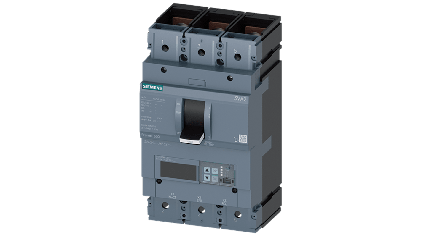 Siemens SENTRON Electronic Circuit Breaker 500A 3VA, 3 channels