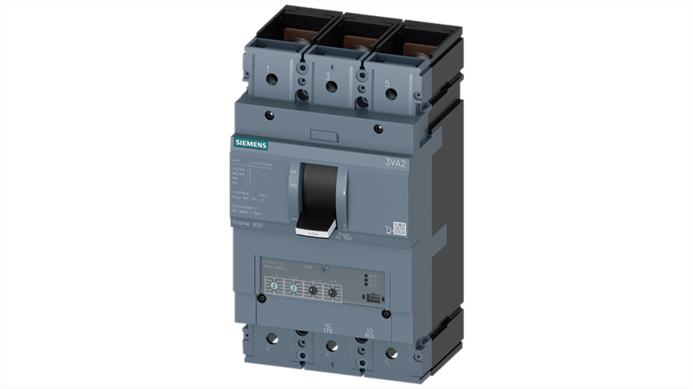 Siemens SENTRON Electronic Circuit Breaker 630A 3VA, 3 channels