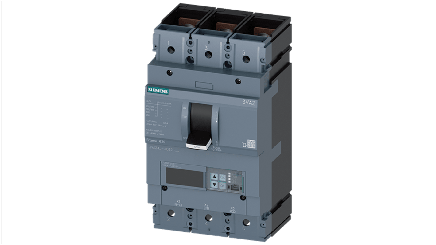 Siemens SENTRON Electronic Circuit Breaker 630A 3VA2, 3 channels