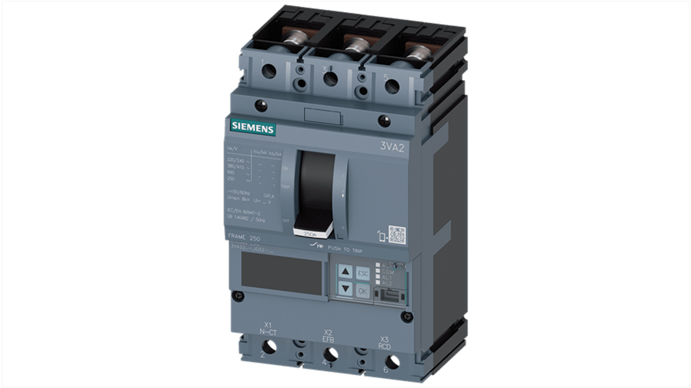 Siemens SENTRON Electronic Circuit Breaker 250A 3VA2, 3 channels