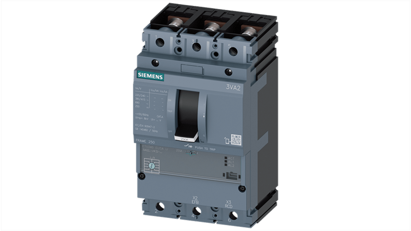 Siemens SENTRON Electronic Circuit Breaker 160A 3VA2, 3 channels Type N