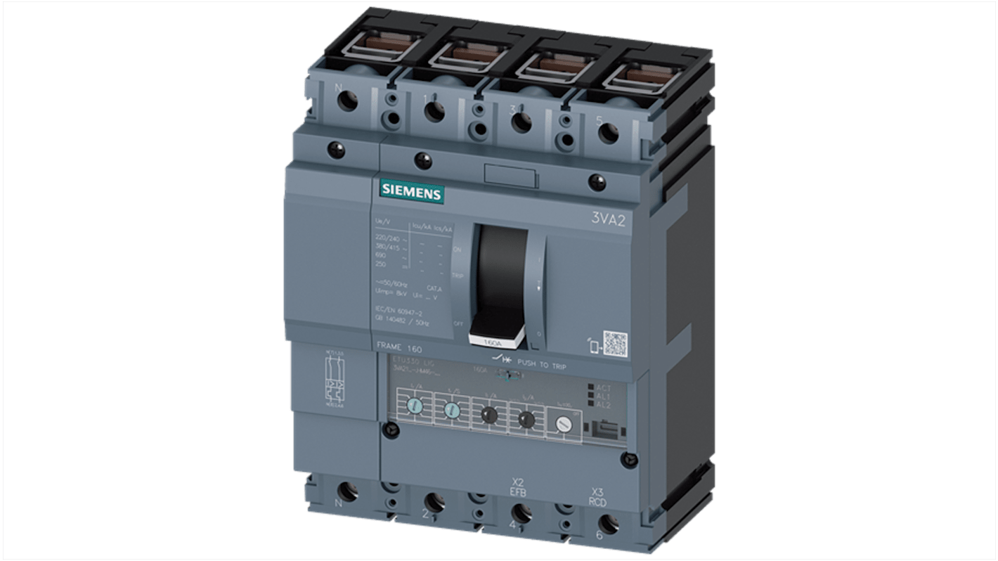 Siemens SENTRON Electronic Circuit Breaker 160A 3VA2, 4 channels