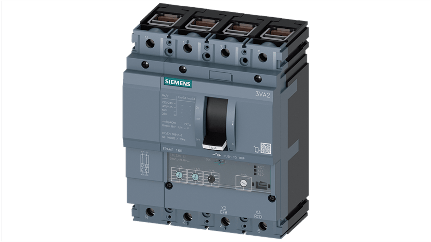 Siemens SENTRON Electronic Circuit Breaker 63A 3VA2, 4 channels