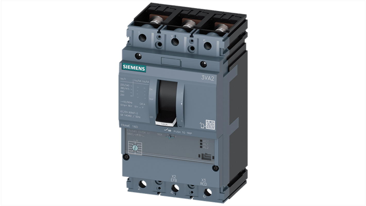 Siemens SENTRON Electronic Circuit Breaker 100A 3VA2, 3 channels