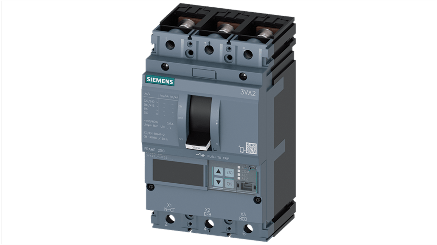 Siemens SENTRON Electronic Circuit Breaker 250A 3VA2, 3 channels