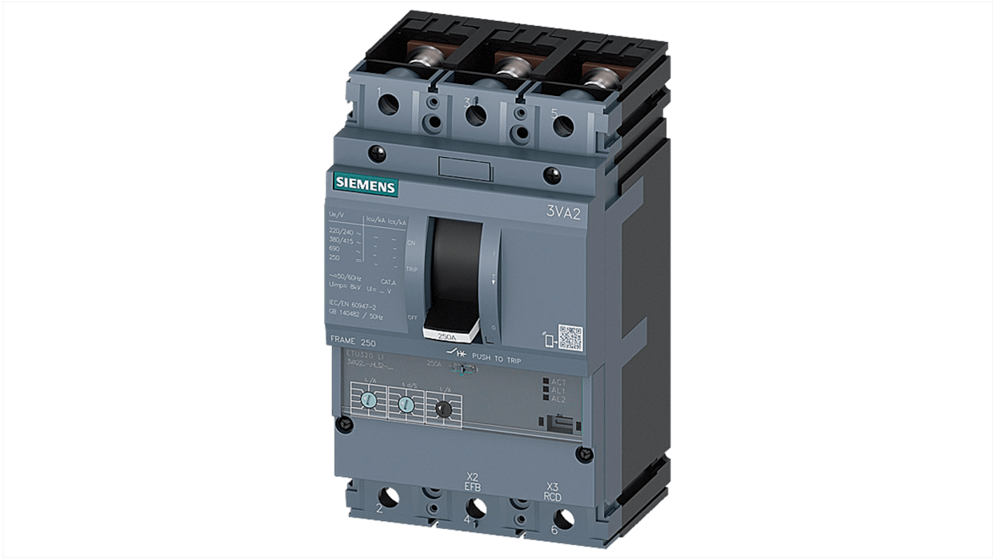 Siemens SENTRON Electronic Circuit Breaker 160A 3VA2, 3 channels Type N