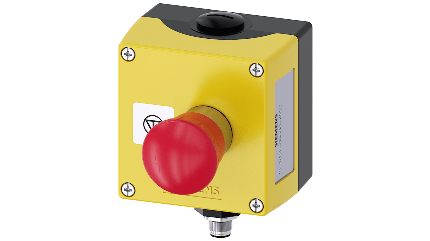 Siemens Black, Yellow Metal 3SU1 Control Station Enclosure - 1 Hole 22mm Diameter