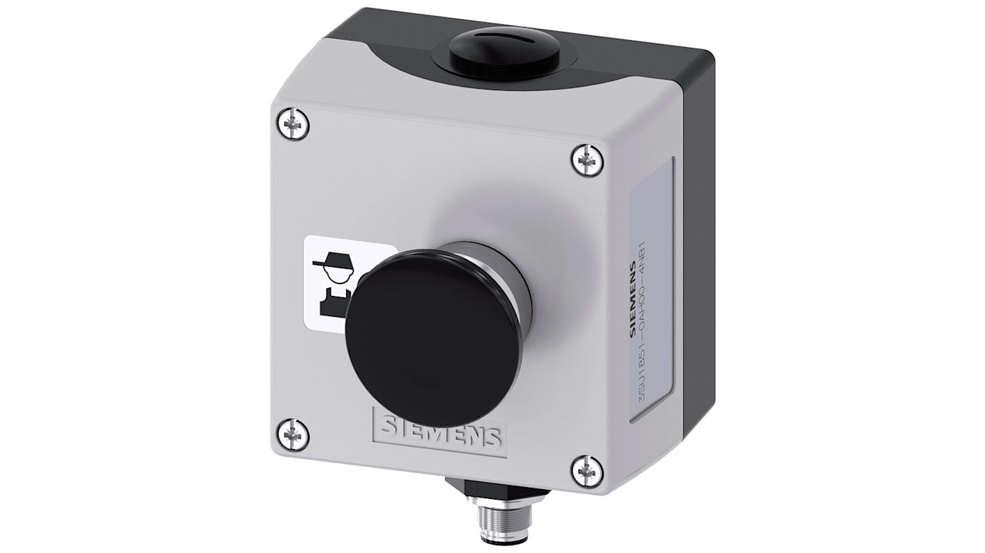 Siemens Black, Grey Metal 3SU1 Control Station Enclosure - 1 Hole 22mm Diameter