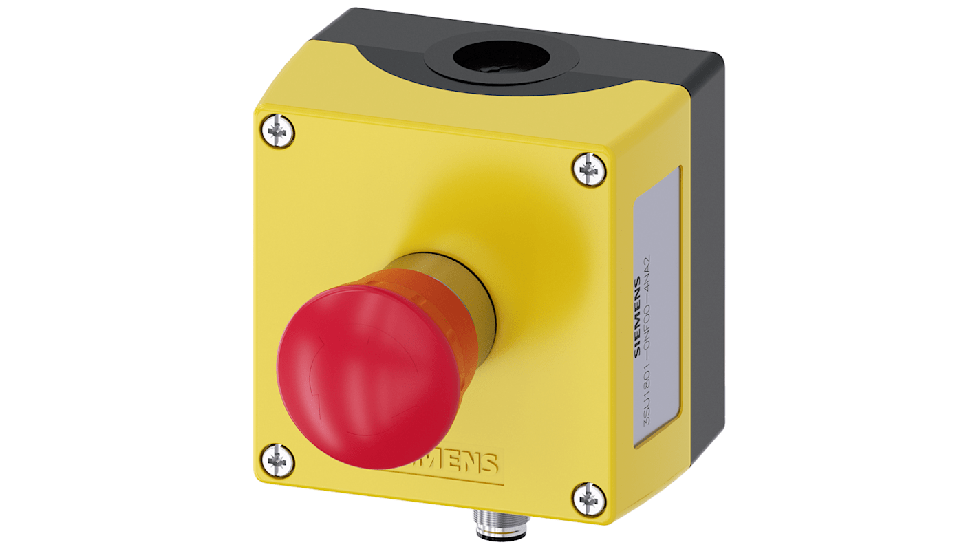 Siemens Black, Yellow Plastic 3SU1 Control Station Enclosure - 1 Hole 22mm Diameter