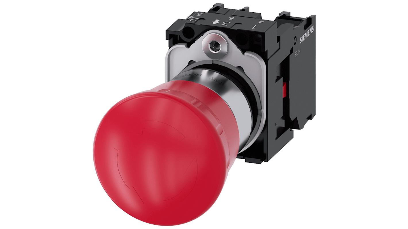 Siemens 3SU1 Series, Latching, Emergency Stop Push Button Head 40mm Diameter
