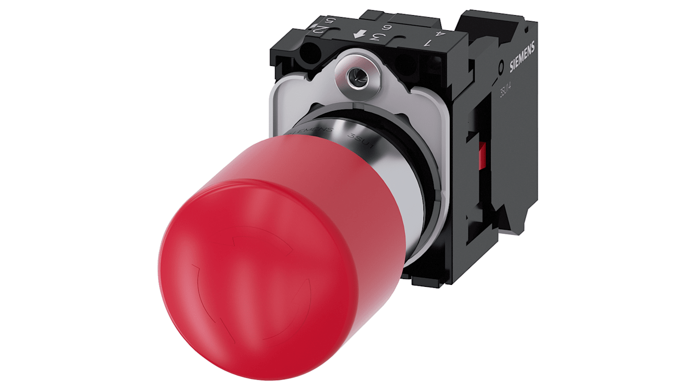 Siemens 3SU1 Series, Latching, Emergency Stop Push Button Head 33.8mm Diameter