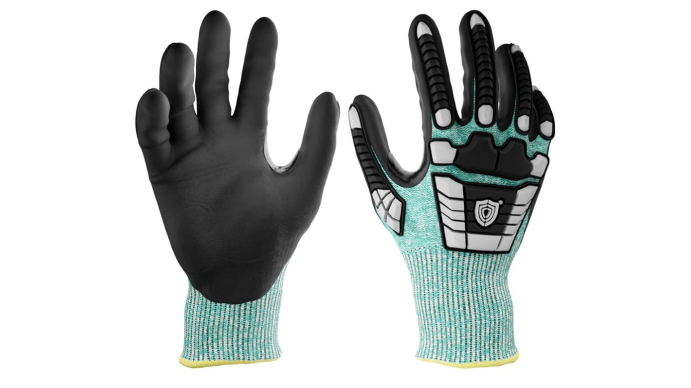 Unigloves Nitrex 295RP Black, Green Glass Fibre, HPPE, Recycled Polyester, Steel Cut Resistant, Impact Protection Work