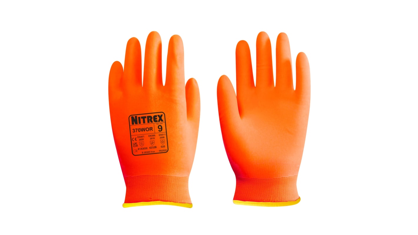Unigloves Nitrex 370WOR Orange Acrylic, Nylon, Spandex Abrasion Resistant, Cut Resistant, Heat Resistant Work Gloves,