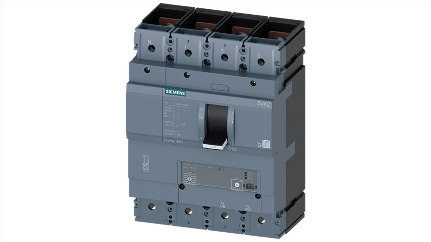 Siemens SENTRON Electronic Circuit Breaker 630A 3VA2, 4 channels