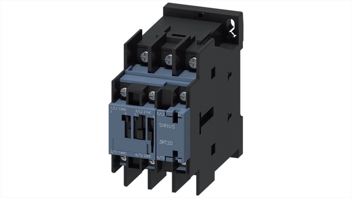 Siemens SIRIUS 3RT2 Contactor, 100 / 110 V Coil, 3-Pole, 25 A, 11 kW, 1 NO + 1 NC, 690 V