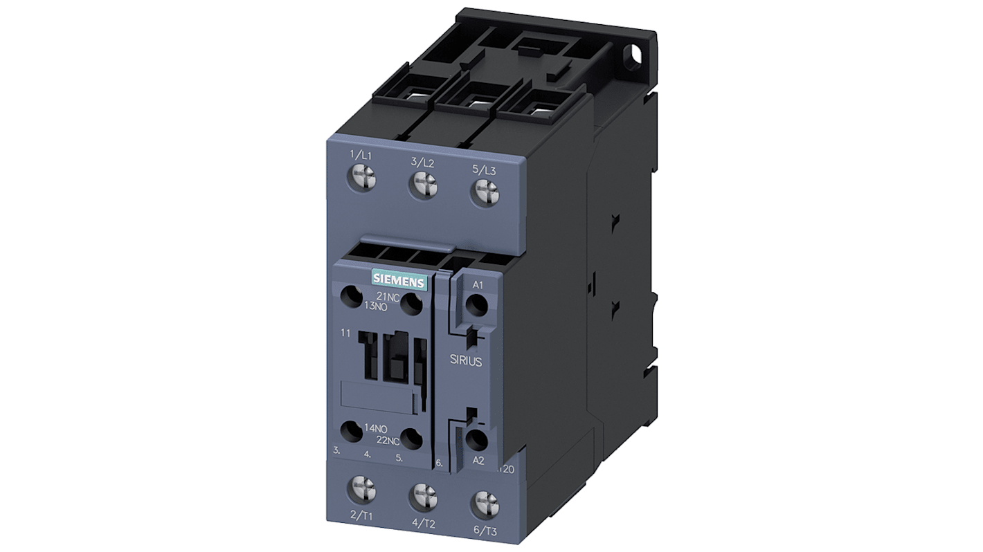 Stycznik 175 → 280 V Siemens styki: 3 18,5 kW 40 A 1 NO + 1 NC 3RT2035-1NP30