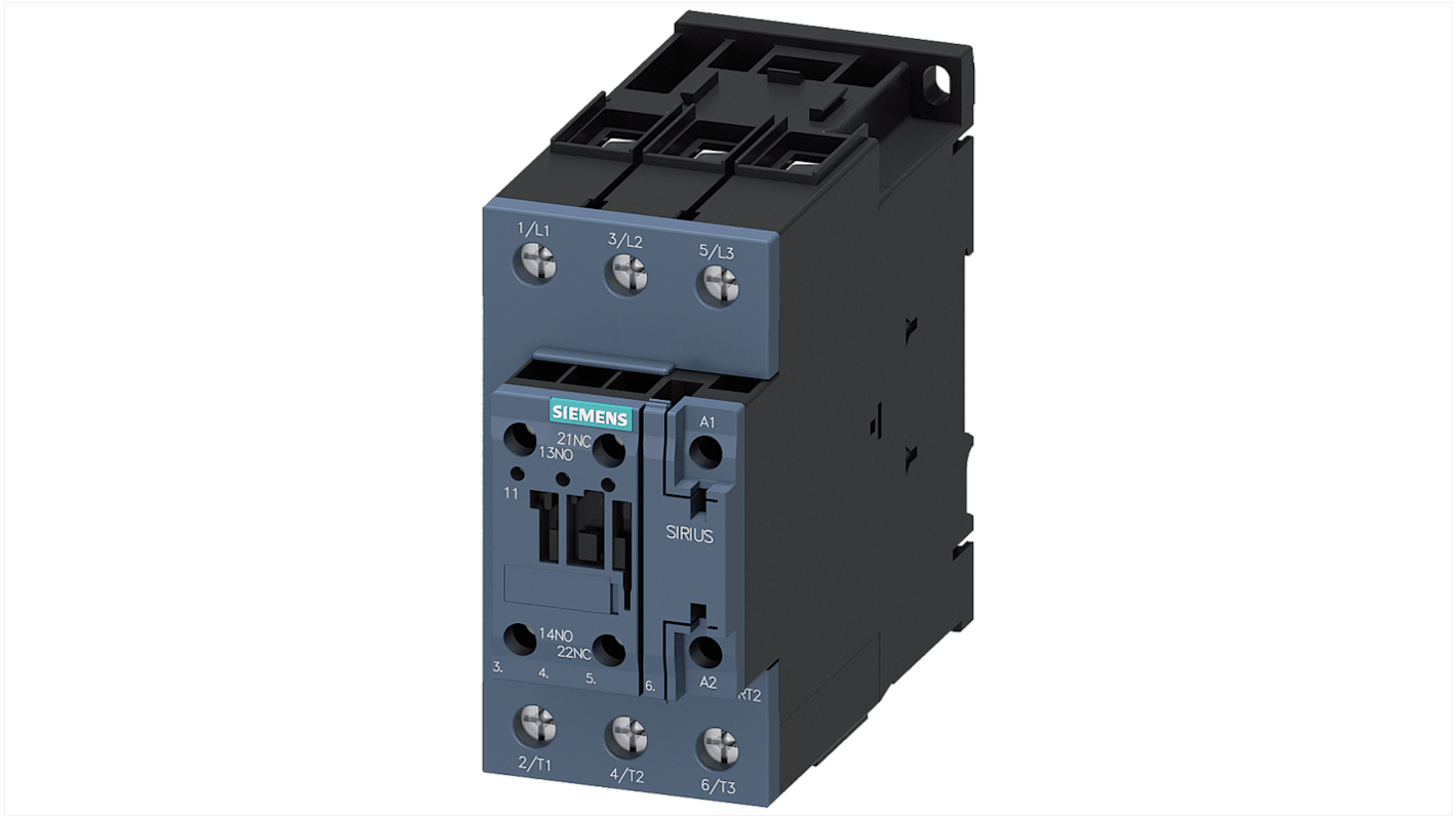Stycznik 20 → 33 V Siemens styki: 3 37 kW 80 A 1 NO + 1 NC 3RT2038-1NB30-0CC0
