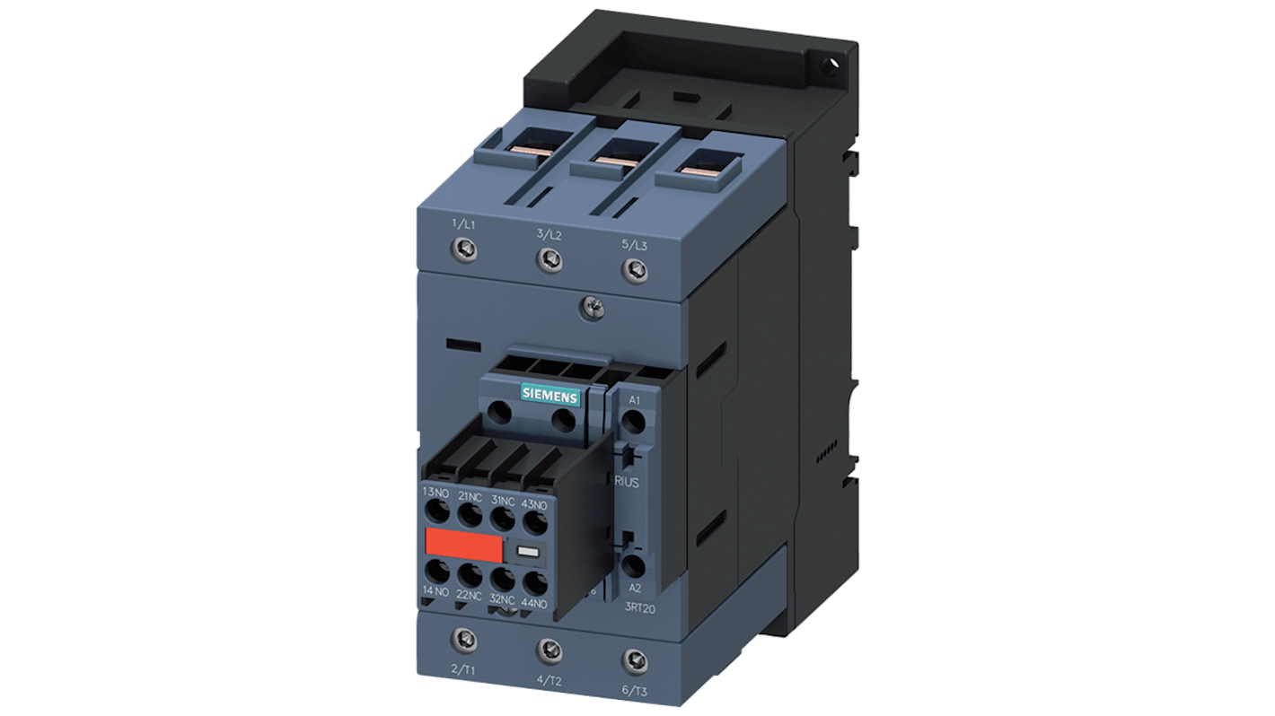 Siemens SIRIUS 3RT2 Contactor, 230 V Coil, 3-Pole, 95 A, 45 kW, 2 NO + 2 NC, 1 kV