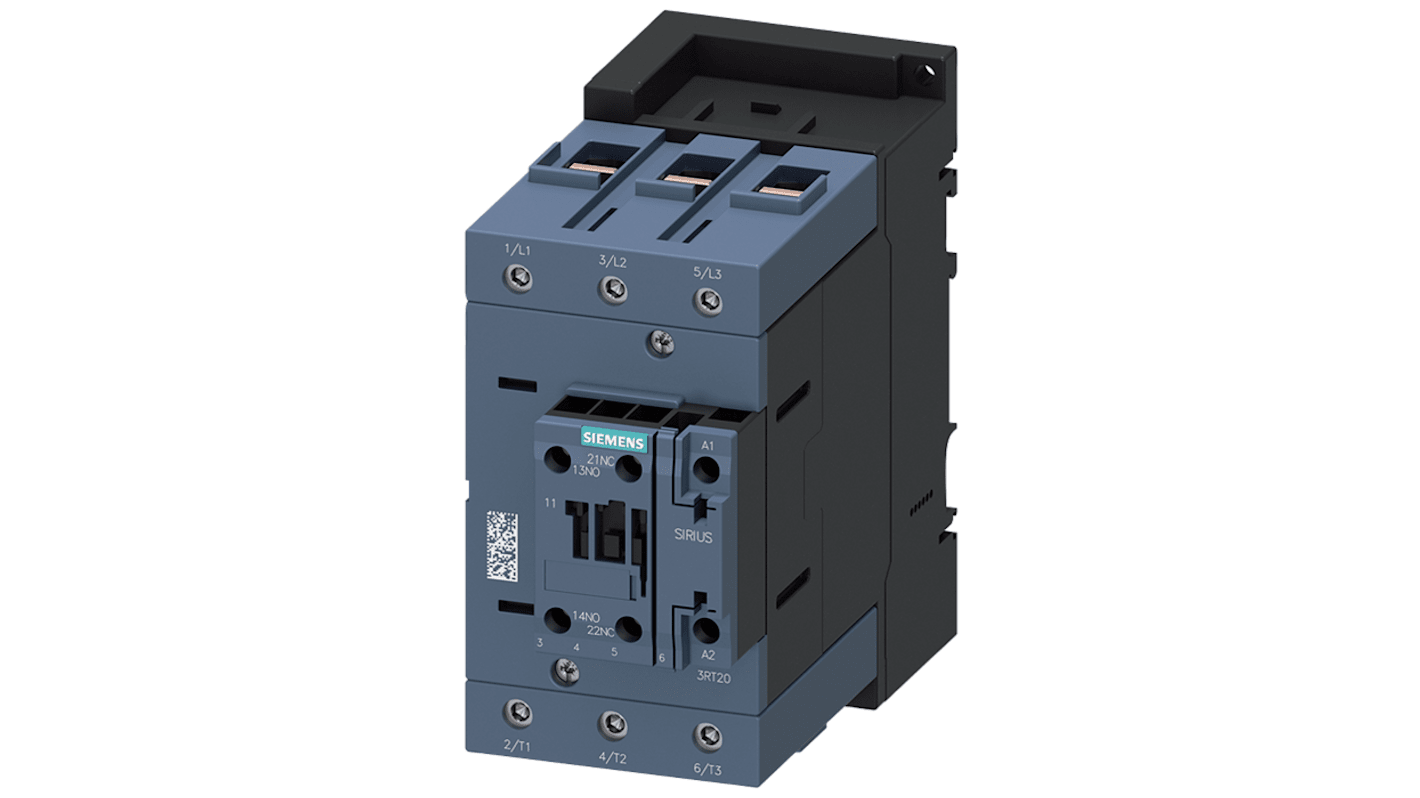 Stycznik 415 V Siemens styki: 3 45 kW 95 A 1 NO + 1 NC 3RT2046-1AR00