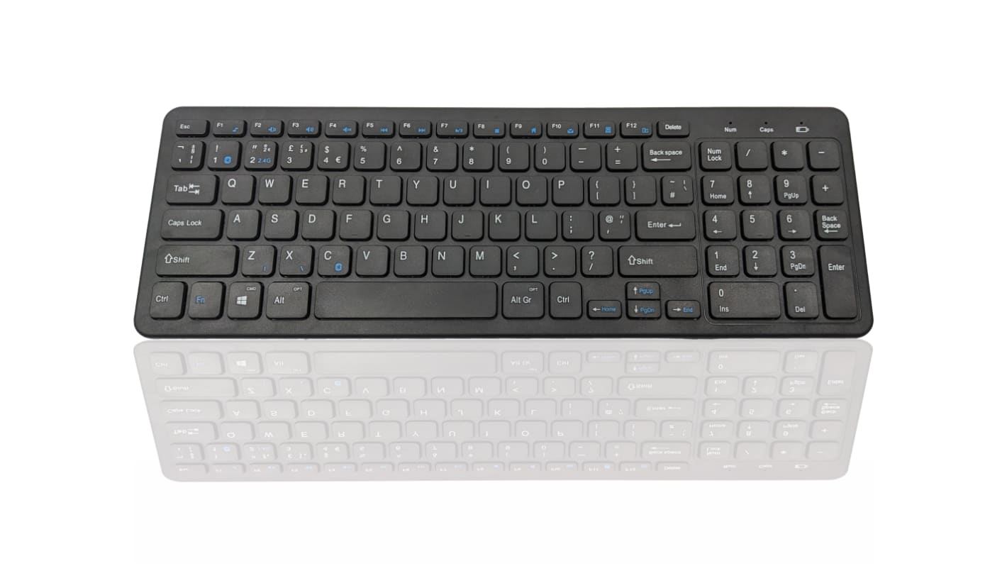 Teclado Ceratech, Inalámbrico, Negro, Bluetooth, Compacto, QWERTY (UK)