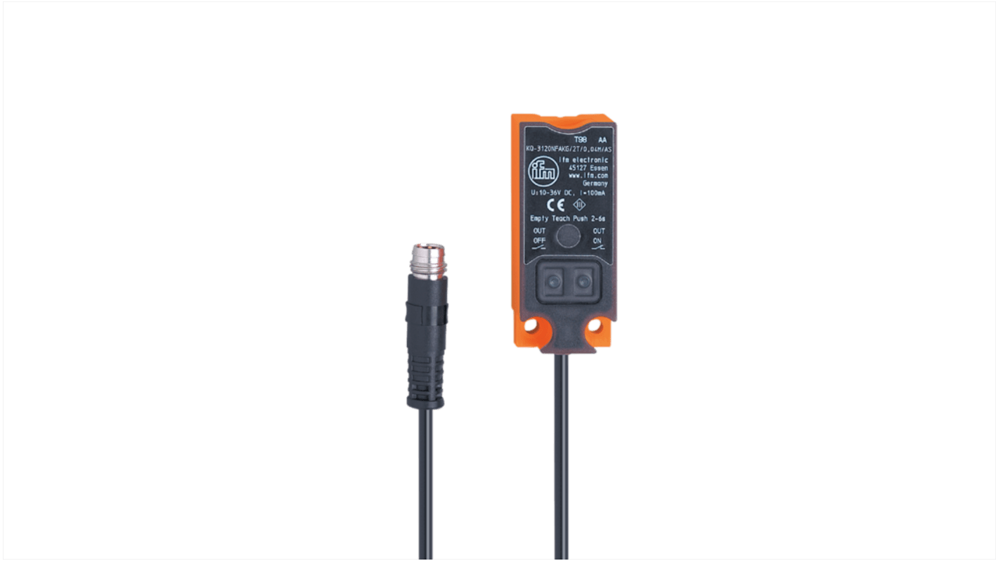 ifm electronic KQ6 Näherungssensor Kapazitiv, Rechteckig 12 mm PNP 10 → 30 V DC / 100 mA NO/NC, IP65, IP67, IP69K