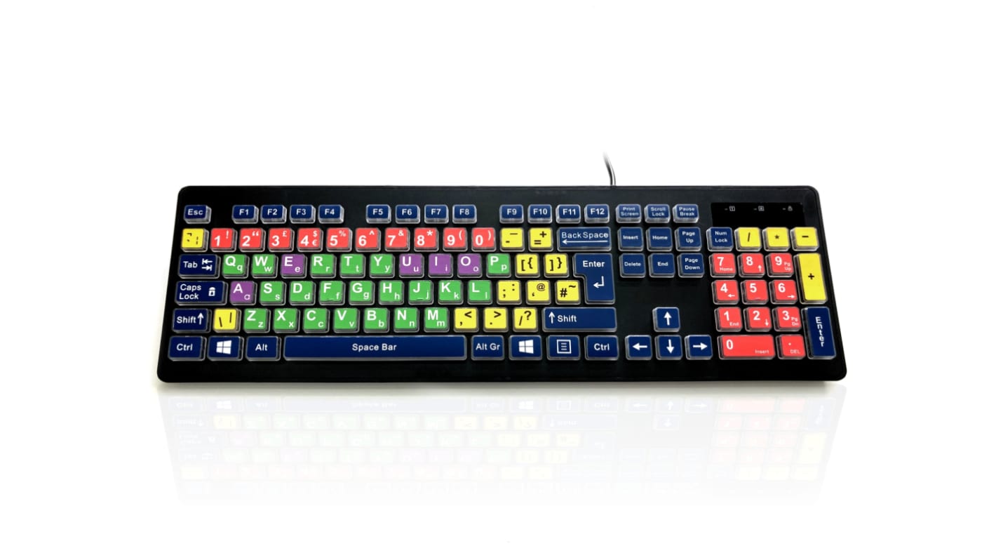 Ceratech KYB-RAINBOW2-MIX Wired USB Keyboard, QWERTY (UK), Multi Colour