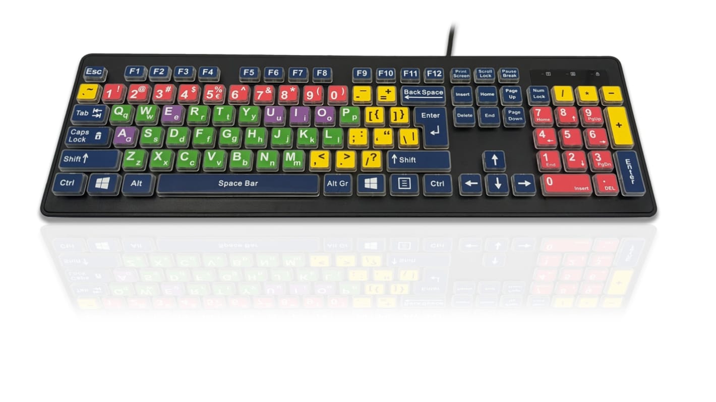 Ceratech KYB-RAINBOW2MXUS Wired USB Keyboard, QWERTY (UK), Multi Colour