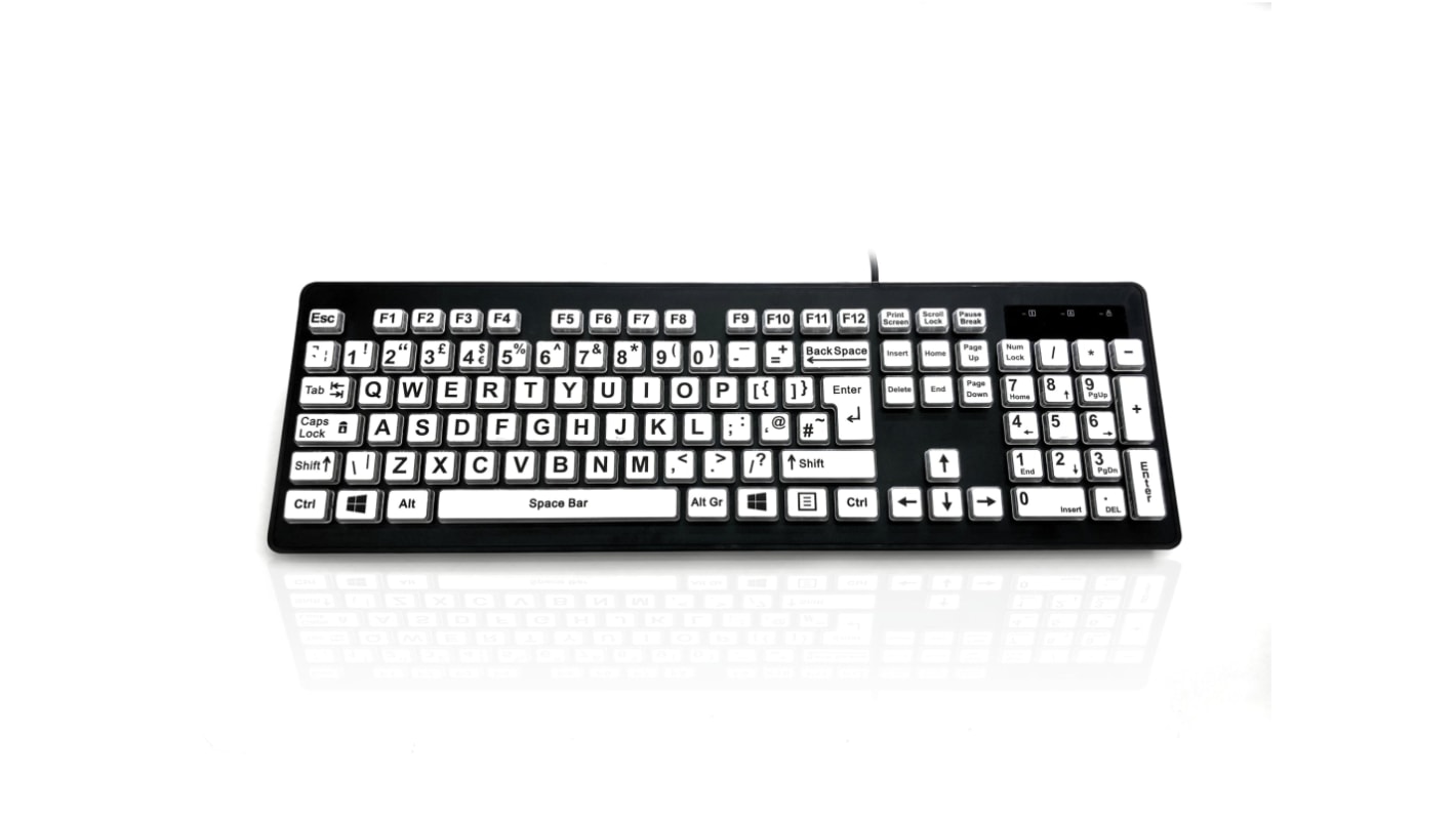 Ceratech KYB-RAINBOW2-BLK Wired USB Keyboard, QWERTY (UK), Multi Colour