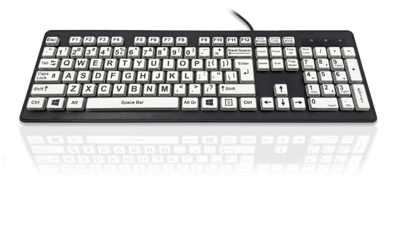 Ceratech KYB-RAINBOW2BKUS Wired USB Keyboard, QWERTY (UK), Multi Colour