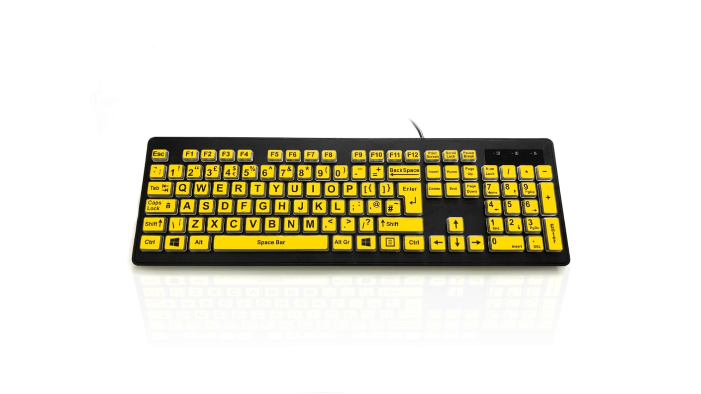 Ceratech KYB-RAINBOW2-VIS Wired USB Keyboard, QWERTY (UK), Multi Colour