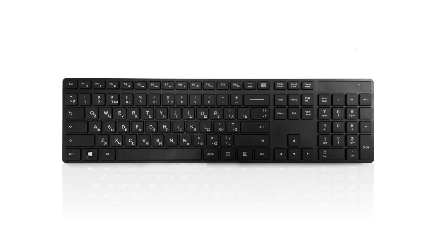 Ceratech KYBAC301-BTBK-CY Wireless USB Keyboard, QWERTY, Black