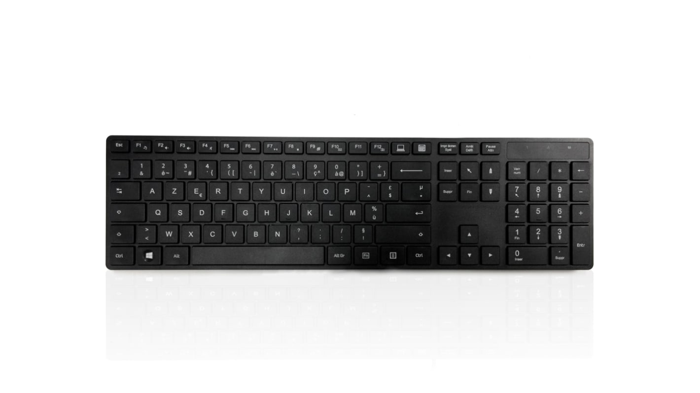 Ceratech KYBAC301-BTBK-FR Wireless USB Keyboard, QWERTY (French), Black