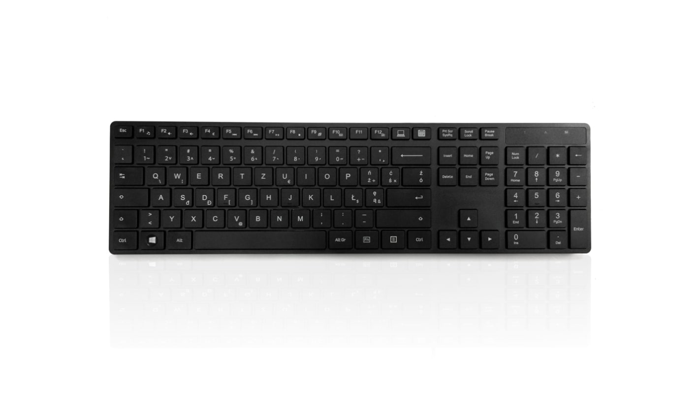 Ceratech KYBAC301-BTBK-PL Wireless USB Keyboard, QWERTZ, Black