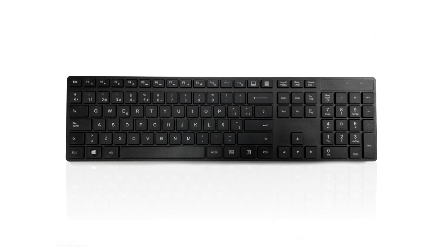 Teclado Ceratech, Inalámbrico, Negro, USB, QWERTY (España)