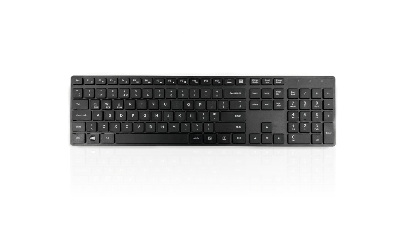 Teclado Ceratech, Inalámbrico, Negro, USB, Compacto, QWERTY