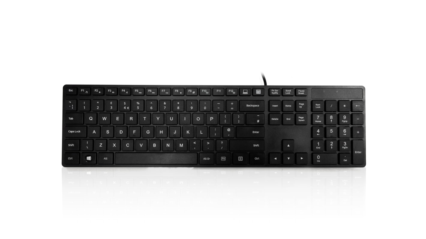 Ceratech KYBAC301-PBLK Wired PS/2 Multimedia Keyboard, QWERTY (UK), Black