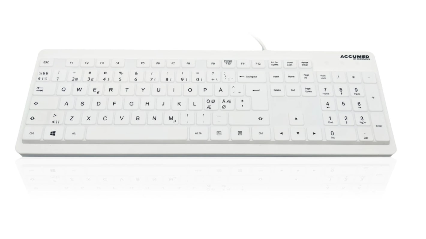 Klávesnice, Kabelová, Bílá, USB Lékařství QWERTY Ceratech