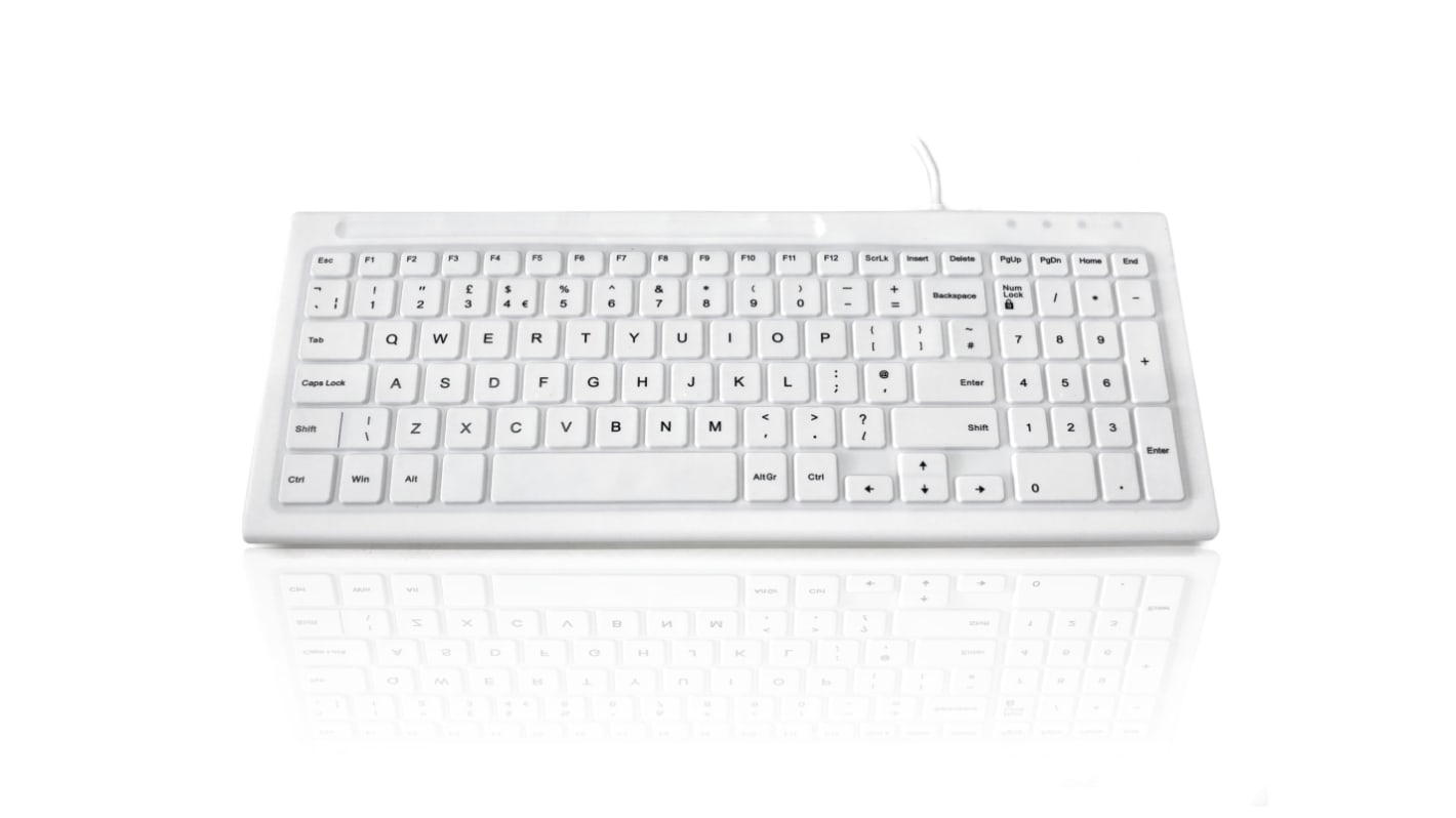 Ceratech KYB-MED-103-UWH Wired USB Keyboard, QWERTY (UK), White