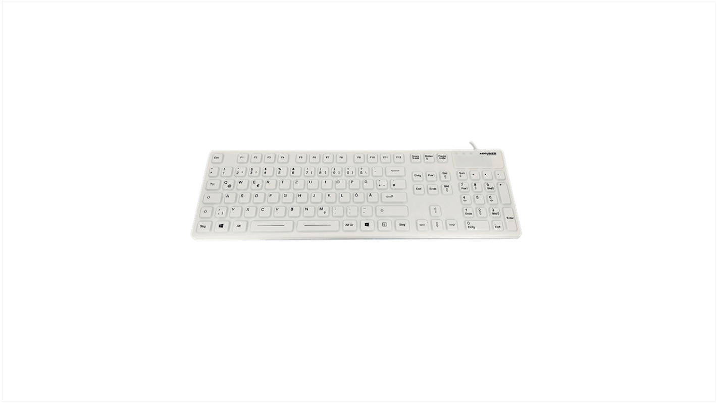Klawiatura medyczna przewodowa, kolor: Biały, PS/2, USB, QWERTZ (niemiecka), Ceratech