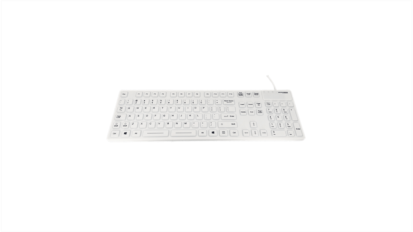 Ceratech KYBNA-SIL105WHUS Wired PS/2, USB Medical Keyboard, QWERTY (US), White