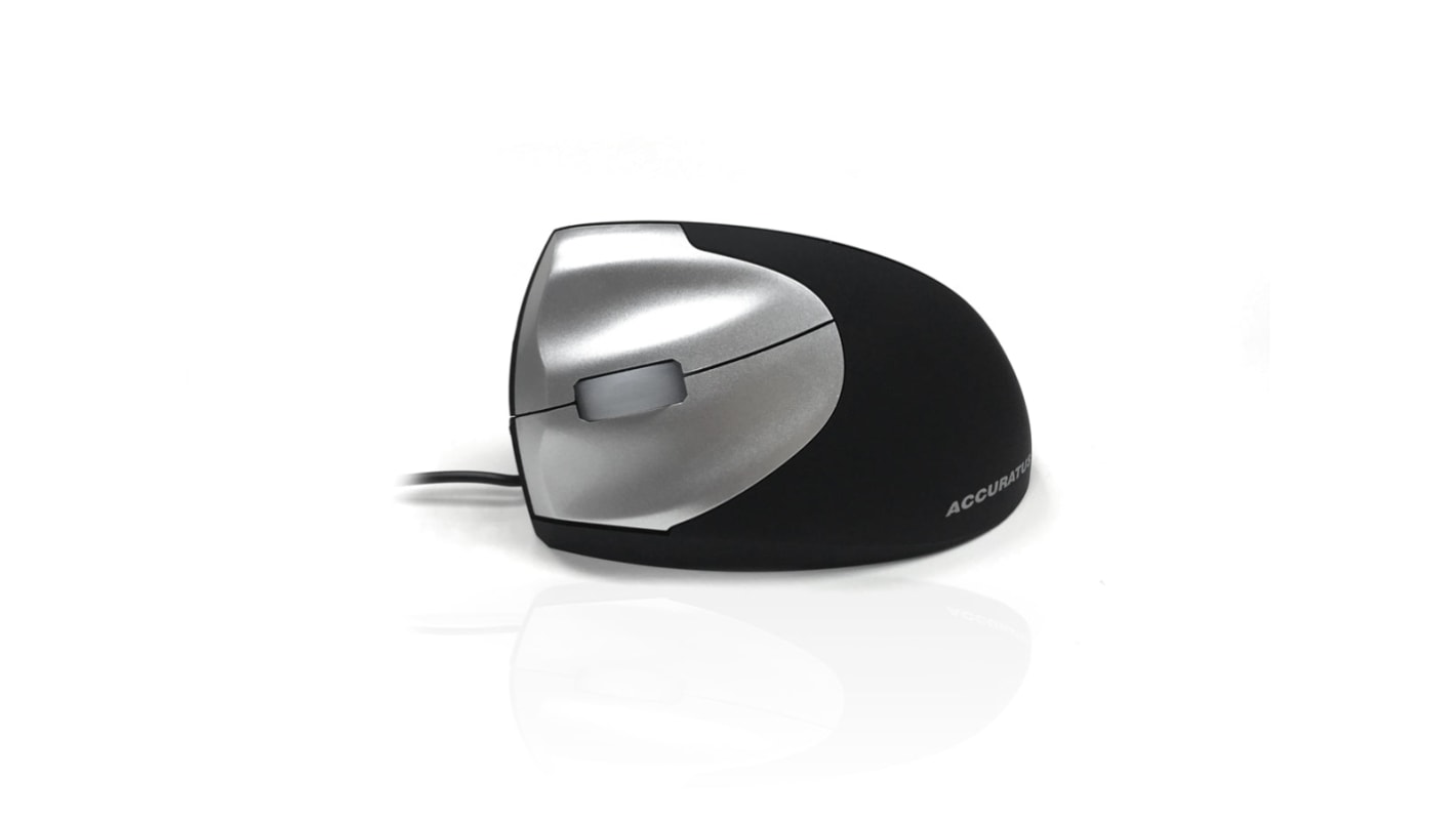 Myš 3tlačítková, Kabelová optická, USB, Černá, stříbrná Ceratech, model: MOU-UPRIGHT2LEFT